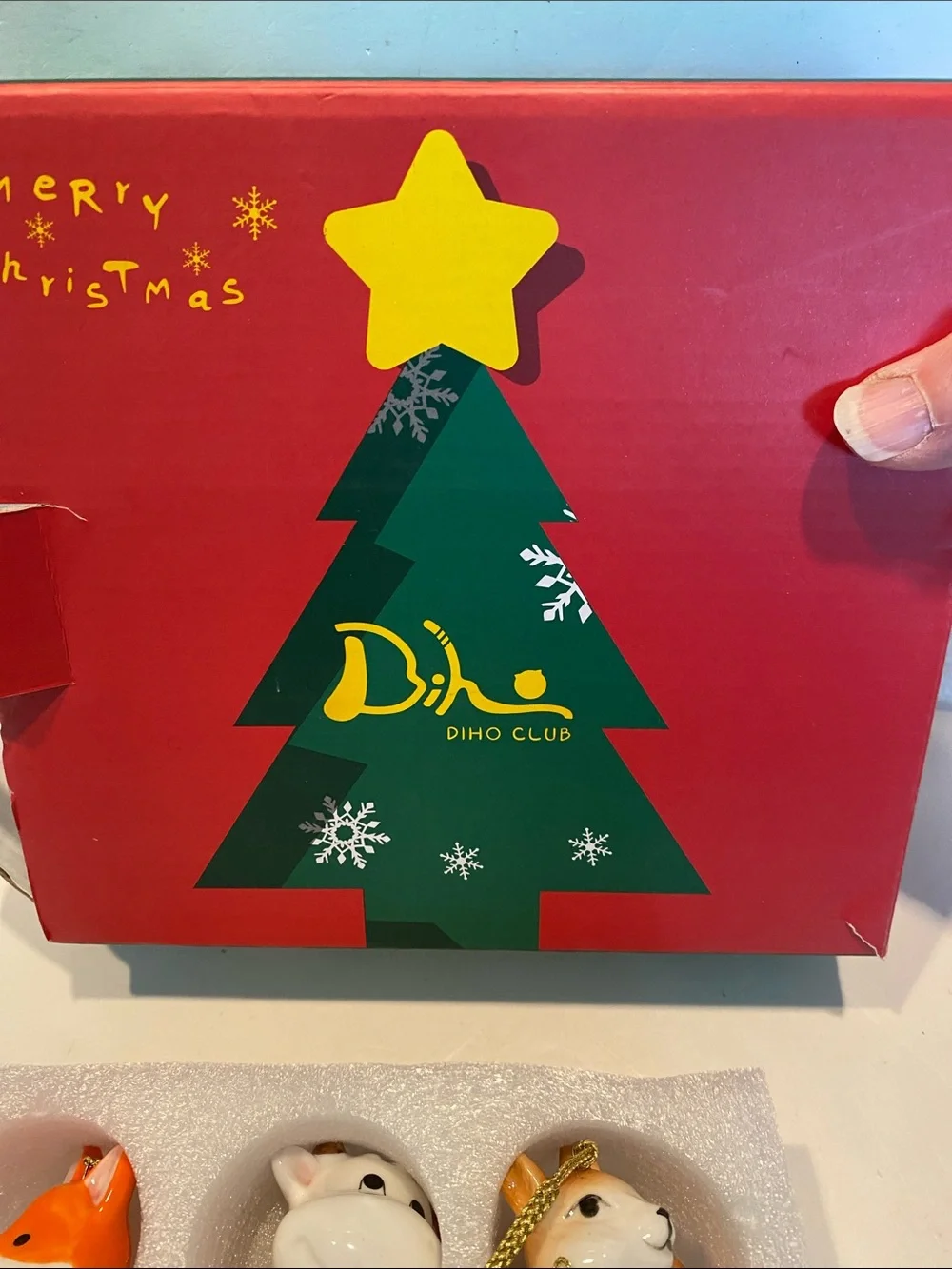 NIB Hand-Painted Ceramic Animal Ornaments for your tree